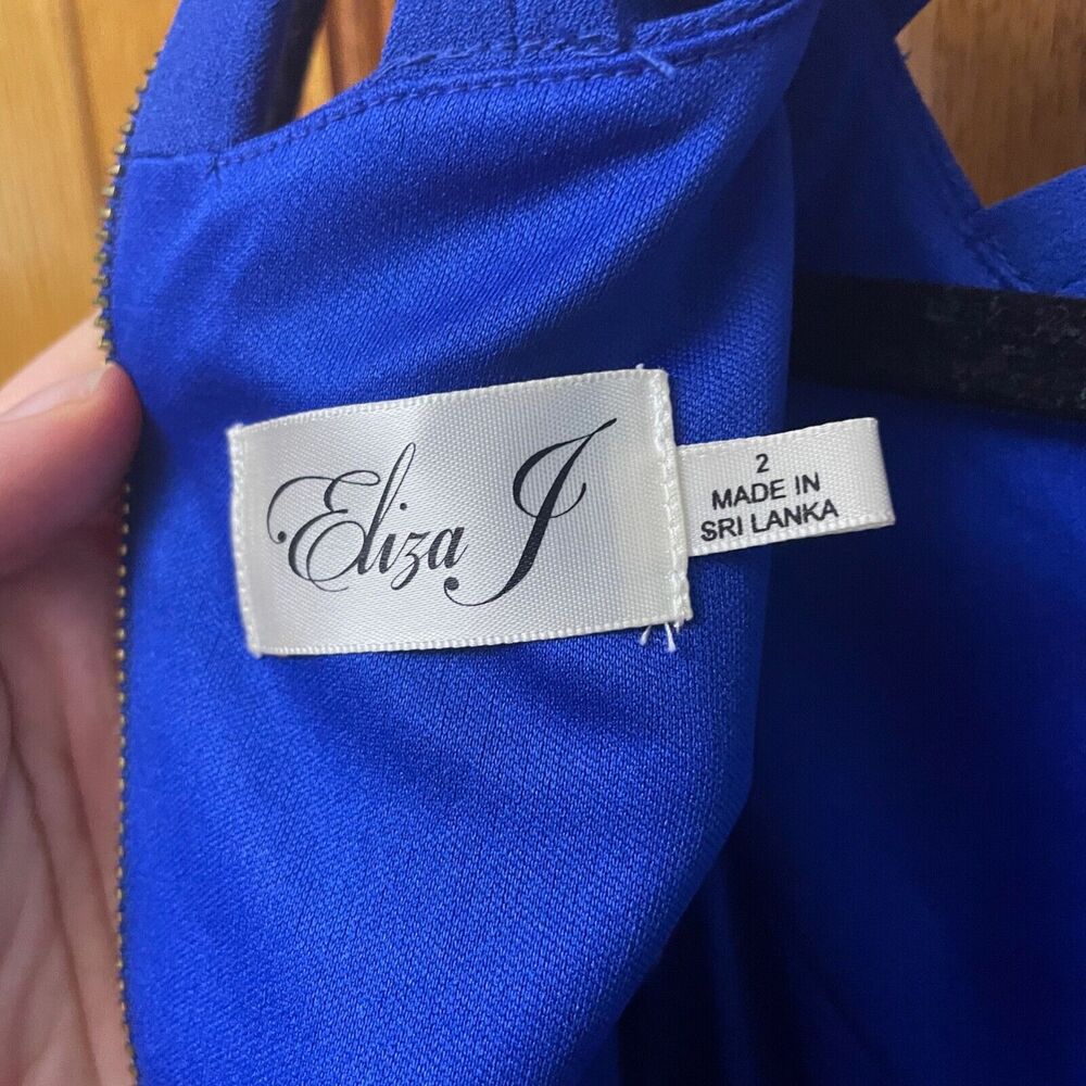 Eliza J Women's Blue Cutout Bi-stretch Flare Dress Sz 2 Zipper Formal Cocktail - Picture 7 of 10